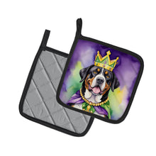 Load image into Gallery viewer, Greater Swiss Mountain Dog King of Mardi Gras Pot Holders - Set of 2 Decorative Kitchen Helpers | Made in the USA