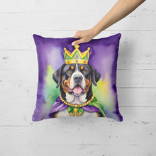 Load image into Gallery viewer, Greater Swiss Mountain Dog King of Mardi Gras Throw Pillow