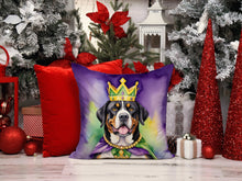 Load image into Gallery viewer, Greater Swiss Mountain Dog King of Mardi Gras Throw Pillow