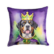 Load image into Gallery viewer, Greater Swiss Mountain Dog King of Mardi Gras Throw Pillow