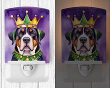 Load image into Gallery viewer, Greater Swiss Mountain Dog King of Mardi Gras Ceramic Night Light