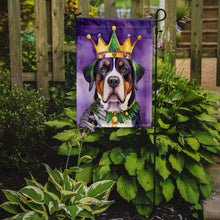 Load image into Gallery viewer, Greater Swiss Mountain Dog King of Mardi Gras Garden Flag - Vibrant Dog-Themed Yard Decor by Caroline's Treasures