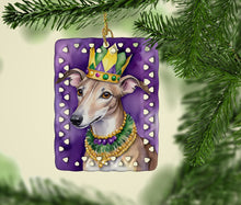 Load image into Gallery viewer, Greyhound King of Mardi Gras Porcelain Ornament