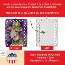 Load image into Gallery viewer, Greyhound King of Mardi Gras Porcelain Ornament