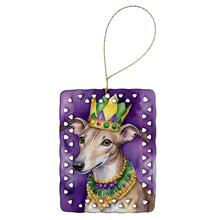 Load image into Gallery viewer, Greyhound King of Mardi Gras Porcelain Ornament