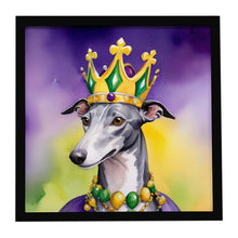 Load image into Gallery viewer, Greyhound King of Mardi Gras Framed Metal Print