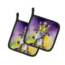 Load image into Gallery viewer, Greyhound King of Mardi Gras Pot Holders - Set of 2 Decorative Kitchen Helpers | Made in the USA