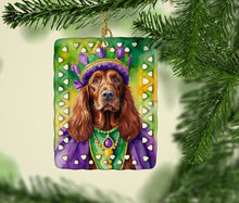 Load image into Gallery viewer, Irish Setter King of Mardi Gras Porcelain Ornament