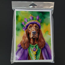 Load image into Gallery viewer, Irish Setter King of Mardi Gras Greeting Cards - Blank Note Cards – 8-Pack of Artist-Designed Cards with Envelopes