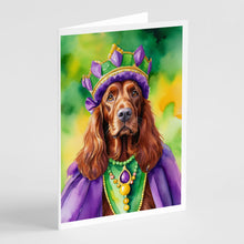 Load image into Gallery viewer, Irish Setter King of Mardi Gras Greeting Cards - Blank Note Cards – 8-Pack of Artist-Designed Cards with Envelopes
