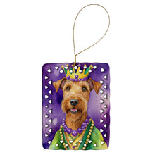 Load image into Gallery viewer, Irish Terrier King of Mardi Gras Porcelain Ornament
