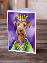 Load image into Gallery viewer, Irish Terrier King of Mardi Gras Greeting Cards - Blank Note Cards – 8-Pack of Artist-Designed Cards with Envelopes