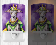 Load image into Gallery viewer, Italian Greyhound King of Mardi Gras Ceramic Night Light