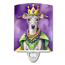 Load image into Gallery viewer, Italian Greyhound King of Mardi Gras Ceramic Night Light