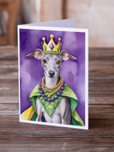 Load image into Gallery viewer, Italian Greyhound King of Mardi Gras Greeting Cards - Blank Note Cards – 8-Pack of Artist-Designed Cards with Envelopes