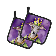 Load image into Gallery viewer, Italian Greyhound King of Mardi Gras Pot Holders - Set of 2 Decorative Kitchen Helpers | Made in the USA