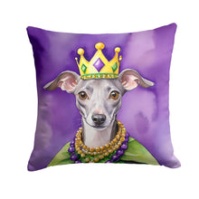 Load image into Gallery viewer, Italian Greyhound King of Mardi Gras Throw Pillow - 14x14 Decorative Pillow – Art for Your Home &amp; Patio