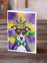 Load image into Gallery viewer, Jack Russell Terrier King of Mardi Gras Greeting Cards - Blank Note Cards – 8-Pack of Artist-Designed Cards with Envelopes