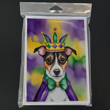 Load image into Gallery viewer, Jack Russell Terrier King of Mardi Gras Greeting Cards - Blank Note Cards – 8-Pack of Artist-Designed Cards with Envelopes