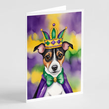 Load image into Gallery viewer, Jack Russell Terrier King of Mardi Gras Greeting Cards - Blank Note Cards – 8-Pack of Artist-Designed Cards with Envelopes
