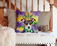 Load image into Gallery viewer, Jack Russell Terrier King of Mardi Gras Throw Pillow - 14x14 Decorative Pillow – Art for Your Home &amp; Patio