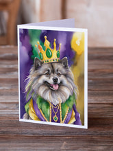 Load image into Gallery viewer, Keeshond King of Mardi Gras Greeting Cards - Blank Note Cards – 8-Pack of Artist-Designed Cards with Envelopes