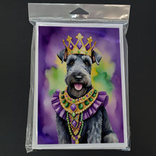 Load image into Gallery viewer, Kerry Blue Terrier King of Mardi Gras Greeting Cards - Blank Note Cards – 8-Pack of Artist-Designed Cards with Envelopes
