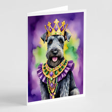 Load image into Gallery viewer, Kerry Blue Terrier King of Mardi Gras Greeting Cards - Blank Note Cards – 8-Pack of Artist-Designed Cards with Envelopes