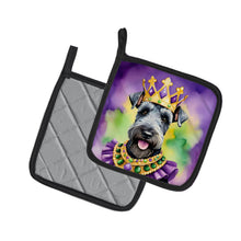 Load image into Gallery viewer, Kerry Blue Terrier King of Mardi Gras Pot Holders - Set of 2 Decorative Kitchen Helpers | Made in the USA