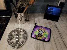 Load image into Gallery viewer, Kerry Blue Terrier King of Mardi Gras Pot Holders - Set of 2 Decorative Kitchen Helpers | Made in the USA