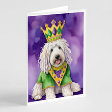 Load image into Gallery viewer, Komondor King of Mardi Gras Greeting Cards - Blank Note Cards – 8-Pack of Artist-Designed Cards with Envelopes
