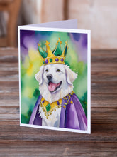 Load image into Gallery viewer, Kuvasz King of Mardi Gras Greeting Cards - Blank Note Cards – 8-Pack of Artist-Designed Cards with Envelopes