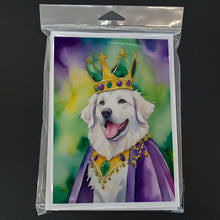 Load image into Gallery viewer, Kuvasz King of Mardi Gras Greeting Cards - Blank Note Cards – 8-Pack of Artist-Designed Cards with Envelopes