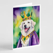 Load image into Gallery viewer, Kuvasz King of Mardi Gras Greeting Cards - Blank Note Cards – 8-Pack of Artist-Designed Cards with Envelopes