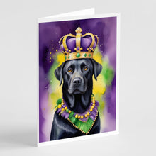 Load image into Gallery viewer, Labrador Retriever King of Mardi Gras Greeting Cards - Blank Note Cards – 8-Pack of Artist-Designed Cards with Envelopes