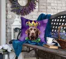 Load image into Gallery viewer, Labrador Retriever King of Mardi Gras Throw Pillow