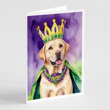 Load image into Gallery viewer, Labrador Retriever King of Mardi Gras Greeting Cards - Blank Note Cards – 8-Pack of Artist-Designed Cards with Envelopes
