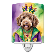 Load image into Gallery viewer, Labradoodle King of Mardi Gras Ceramic Night Light