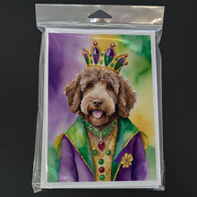 Load image into Gallery viewer, Labradoodle King of Mardi Gras Greeting Cards - Blank Note Cards – 8-Pack of Artist-Designed Cards with Envelopes