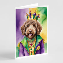 Load image into Gallery viewer, Labradoodle King of Mardi Gras Greeting Cards - Blank Note Cards – 8-Pack of Artist-Designed Cards with Envelopes