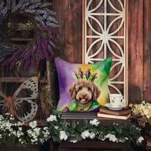 Load image into Gallery viewer, Labradoodle King of Mardi Gras Throw Pillow - 14x14 Decorative Pillow – Art for Your Home &amp; Patio