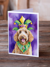 Load image into Gallery viewer, Labradoodle King of Mardi Gras Greeting Cards - Blank Note Cards – 8-Pack of Artist-Designed Cards with Envelopes