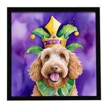 Load image into Gallery viewer, Labradoodle King of Mardi Gras Framed Metal Print