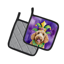 Load image into Gallery viewer, Labradoodle King of Mardi Gras Pot Holders - Set of 2 Decorative Kitchen Helpers | Made in the USA