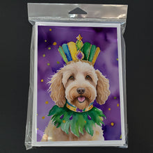 Load image into Gallery viewer, Labradoodle King of Mardi Gras Greeting Cards - Blank Note Cards – 8-Pack of Artist-Designed Cards with Envelopes