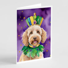 Load image into Gallery viewer, Labradoodle King of Mardi Gras Greeting Cards - Blank Note Cards – 8-Pack of Artist-Designed Cards with Envelopes