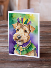 Load image into Gallery viewer, Lakeland Terrier King of Mardi Gras Greeting Cards - Blank Note Cards – 8-Pack of Artist-Designed Cards with Envelopes