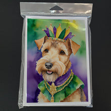 Load image into Gallery viewer, Lakeland Terrier King of Mardi Gras Greeting Cards - Blank Note Cards – 8-Pack of Artist-Designed Cards with Envelopes