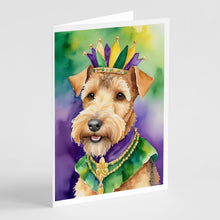 Load image into Gallery viewer, Lakeland Terrier King of Mardi Gras Greeting Cards - Blank Note Cards – 8-Pack of Artist-Designed Cards with Envelopes
