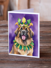 Load image into Gallery viewer, Leonberger King of Mardi Gras Greeting Cards - Blank Note Cards – 8-Pack of Artist-Designed Cards with Envelopes
